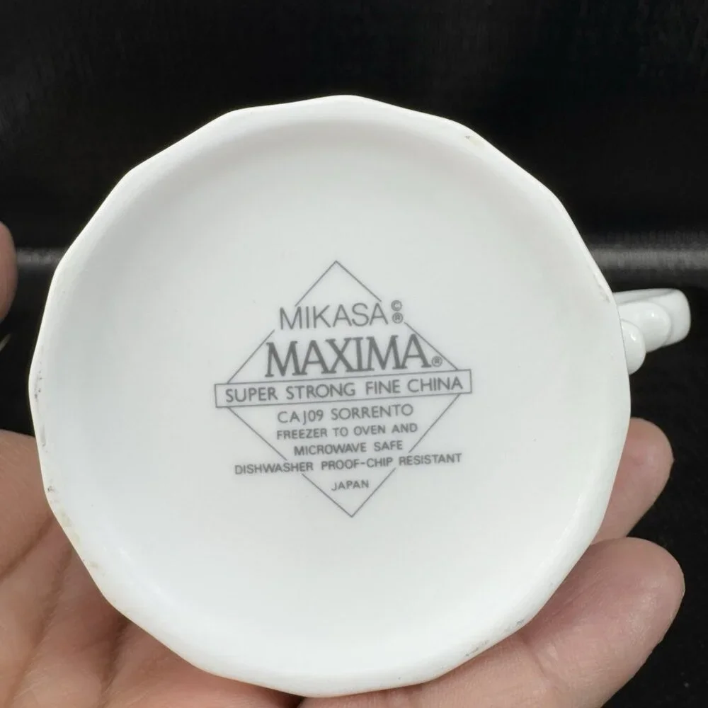 MIKASA Maxima‎ Super Strong Fine China Sorrento Coffee Mug Cup Set 2 Mugs Cups